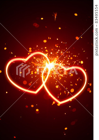 heart lights with sparks background 83495554