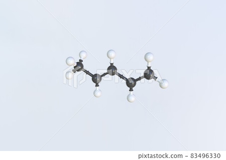 Molecule of piperylene, isolated molecular model. 3D rendering 83496330