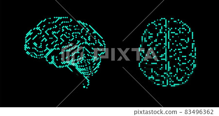Brain dotted icon set isolated on black background 83496362