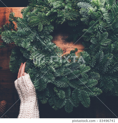 Process of making christmas wreath Process of making christmas wreath 83496741