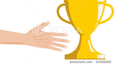 Hand reaches for the golden cup sport award vector illustration Hand reaches for the golden cup sport award vector illustration 83496806