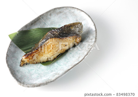 A bird's-eye view of the grilled sablefish Saikyo-yaki with a white background that looks delicious with fat on it 83498370