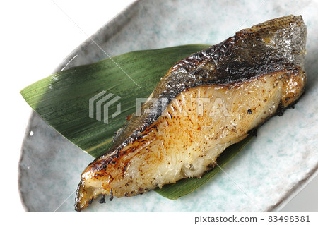 A bird's-eye view of the grilled sablefish Saikyo-yaki with a white background that looks delicious with fat on it A bird's-eye view of the grilled sablefish Saikyo-yaki with a white background that looks delicious with fat on it 83498381