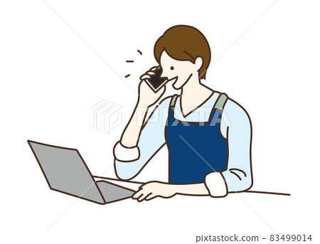 農業女孩電腦工作 83499014