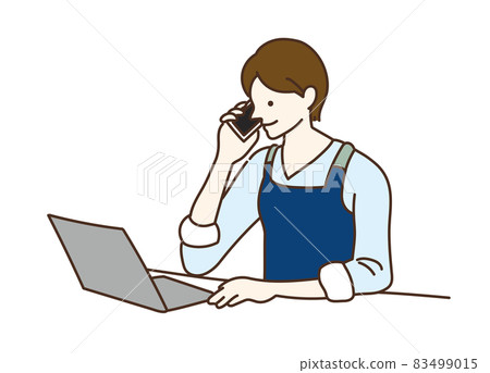 農業女孩電腦工作 83499015