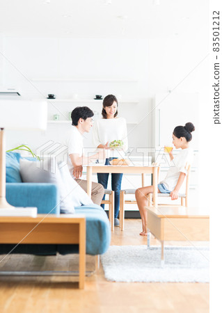 Young family eating breakfast 83501212