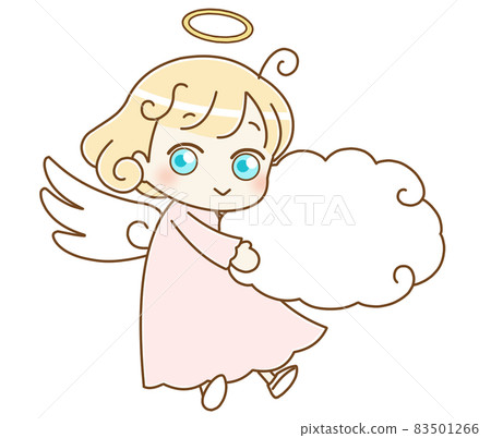 Angel and cloud-shaped balloon, left-facing pink 83501266