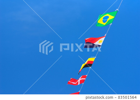 National flag fluttering under clear skies 83501564