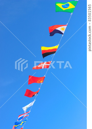 National flag fluttering under clear skies 83501565