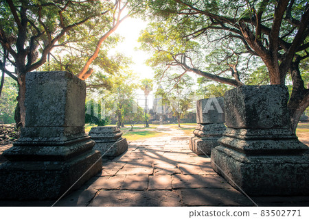 Phimai Historical park : historical park and ancient castle in Nakhon Ratchasima, Thailand. 83502771