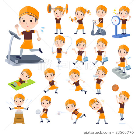 Men's set of fast food clerk on exercise and sports 83503770