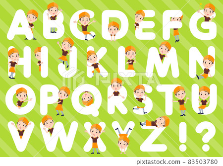 A set of men's fast food clerk designed to match the alphabet A set of men's fast food clerk designed to match the alphabet 83503780