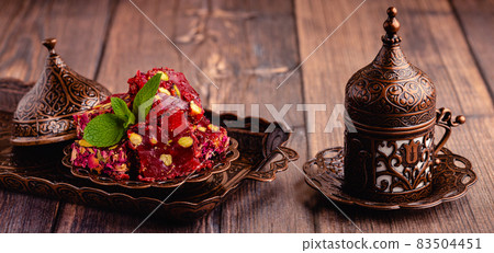 Turkish Delight and Traditional Turkish Coffee. Turkish Delight and Traditional Turkish Coffee. 83504451