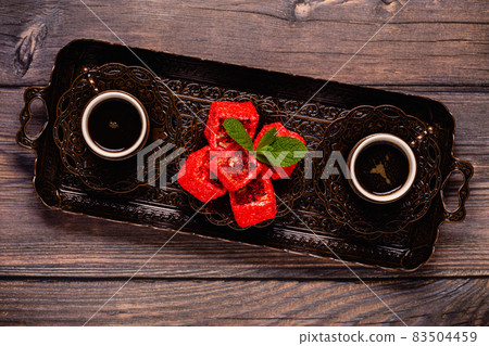 Turkish Delight and Traditional Turkish Coffee. Turkish Delight and Traditional Turkish Coffee. 83504459