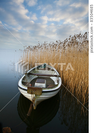Lake and boat in Denmark in Autumn 83504685