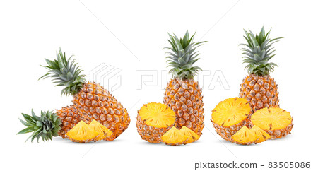 Ripe pineapple isolated on the white 83505086