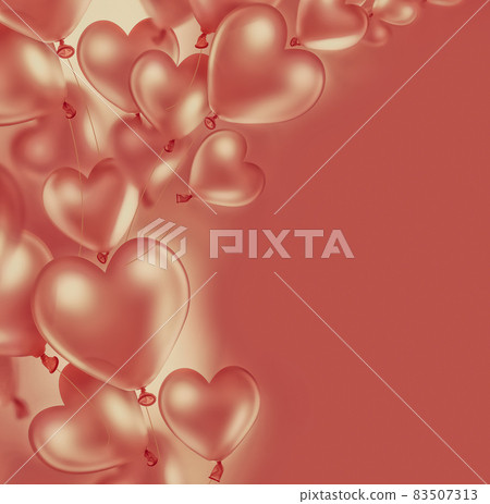 Romantic Card with Pink Heart Balloons - Stock Illustration [83507313 ...