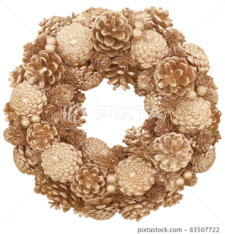 Christmas wreath illustration real bronze Christmas wreath illustration real bronze 83507722