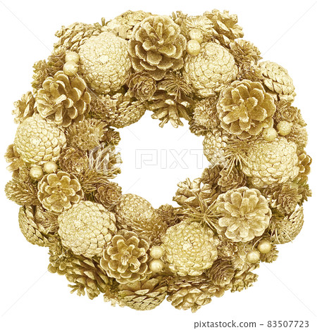 Christmas wreath illustration real gold Christmas wreath illustration real gold 83507723