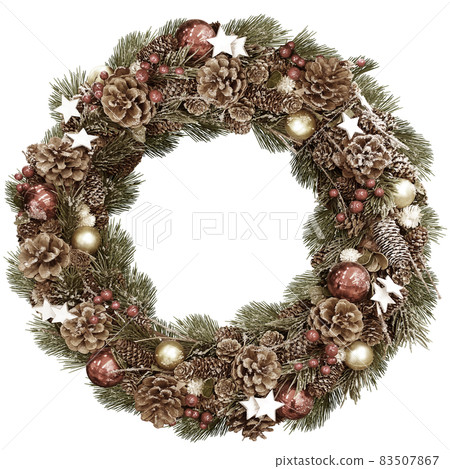 Christmas wreath illustration real chic Christmas wreath illustration real chic 83507867