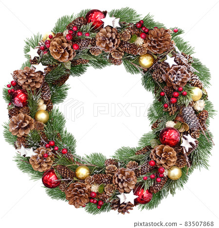 Christmas wreath illustration real Christmas wreath illustration real 83507868