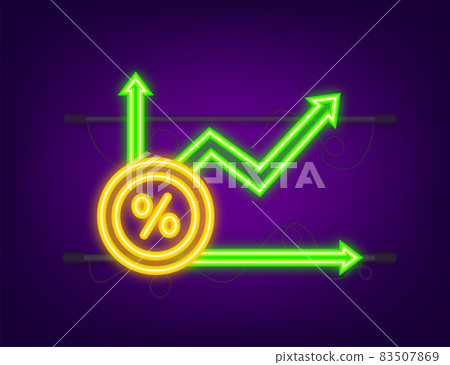 Percent growth chart. Credit percentage symbol. Neon style. Vector illustration Percent growth chart. Credit percentage symbol. Neon style. Vector illustration 83507869