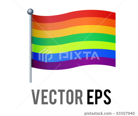 Vector isolated rectangular rainbow flag icon with silver pole 83507940