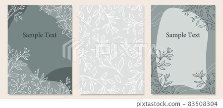 Background materials and templates with hand-painted plants and abstract elements Background materials and templates with hand-painted plants and abstract elements 83508304