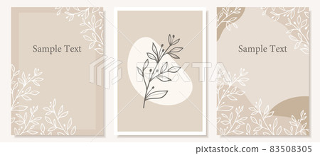 帶有手繪植物和抽像元素的背景材料和模板 83508305