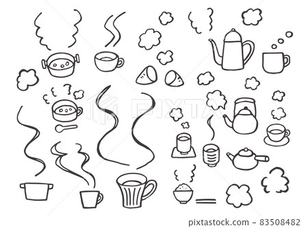 Illustration set of various hand-painted steam and drinks Illustration set of various hand-painted steam and drinks 83508482