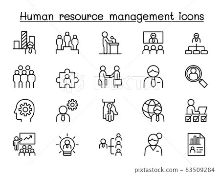 Human resource management icons in thin line style - Stock Illustration ...