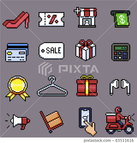 Shopping pixel icon Shopping pixel icon 83511616