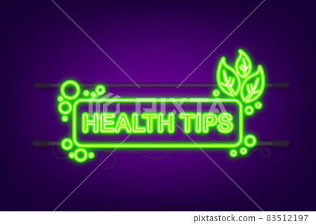 Health tips, badge. Neon icon. Vector stock illustration Health tips, badge. Neon icon. Vector stock illustration 83512197