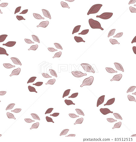 Seamless pattern cardamom on white background. Cute plant sketch ornament. Random texture template for fabric. 83512515