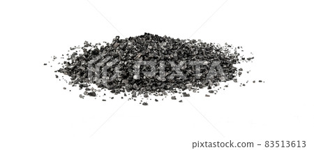 Hawaiian black lava sea salt isolated on white 83513613