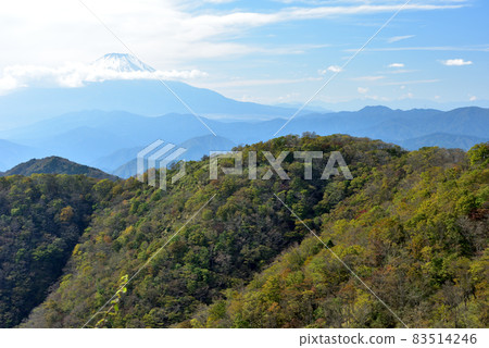 Mt. Fuji and autumn leaves (Autumn in Japan, Tanzawa / Tonodake / Nabewariyama Road) 83514246