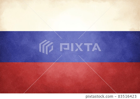 Hand drawn vintage style illustration of Russian flag 83516423