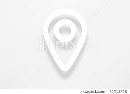 White contour map pin vector icon with...-插圖素材 [83518718] - PIXTA圖庫