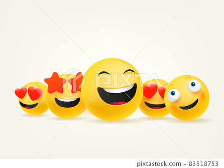 Web emojis group. Happy characters Web emojis group. Happy characters 83518753