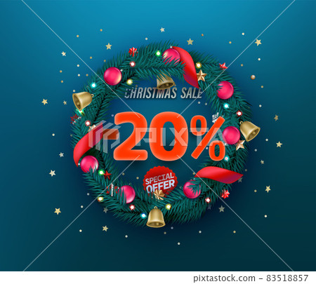 Christmas sale special offer vector promo banner. Twenty percent discount 83518857