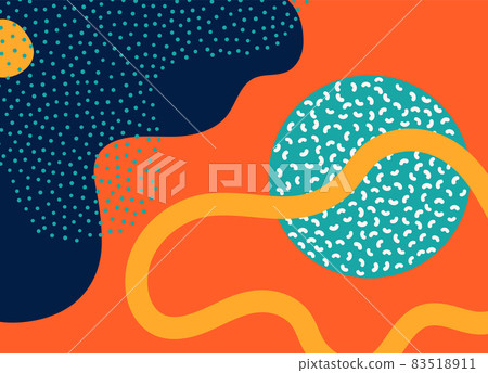 Pattern background with abstract form, organic shapes vector illustration. Wave texture poster in minimal doodle trend style. Geometric school pop art modern design 83518911