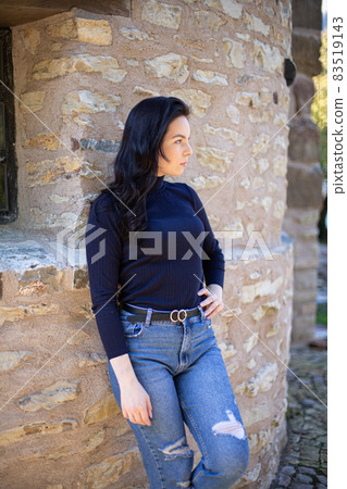 White young european girl near the wall White young european girl near the wall 83519143