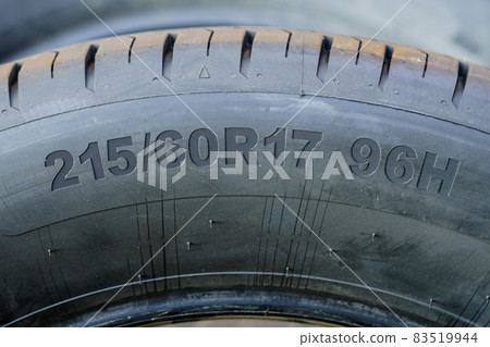 Side view of tire with tire width, height and wheel diameter designation 83519944