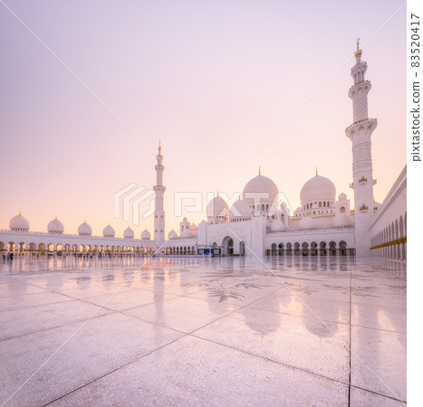 Sheikh Zayed Grand Mosque during sunset, Abu-Dhabi, UAE Sheikh Zayed Grand Mosque during sunset, Abu-Dhabi, UAE 83520417