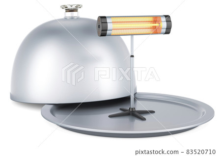Restaurant cloche with halogen or infrared heater. 3D rendering Restaurant cloche with halogen or infrared heater. 3D rendering 83520710