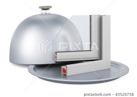 Restaurant cloche with plastic window profile . 3D rendering 83520738
