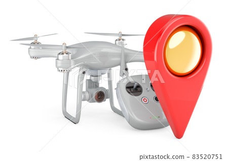 Drone with map pointer. 3D rendering Drone with map pointer. 3D rendering 83520751