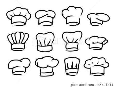 Chef cook icons. Vector cook cap logos for restaurant Chef cook icons. Vector cook cap logos for restaurant 83521214
