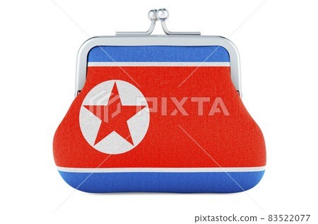 Coin purse with North Korean flag. Budget, investment or financial, banking concept in North Korea. 3D rendering 83522077
