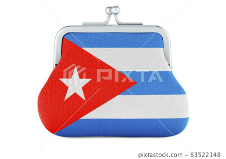 Coin purse with Cuban flag. Budget, investment or financial, banking concept in Cuba. 3D rendering Coin purse with Cuban flag. Budget, investment or financial, banking concept in Cuba. 3D rendering 83522148